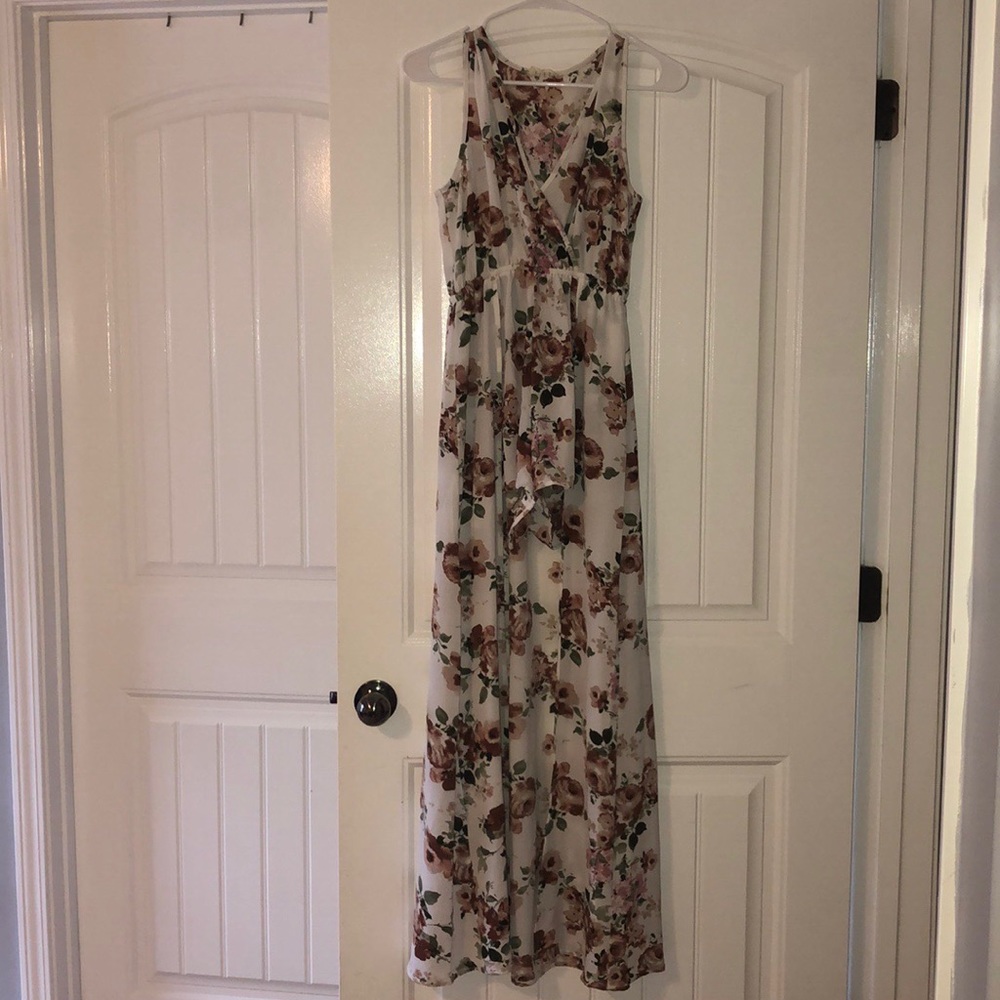 Floral romper with split dress overlay